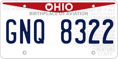 OH license plate GNQ8322