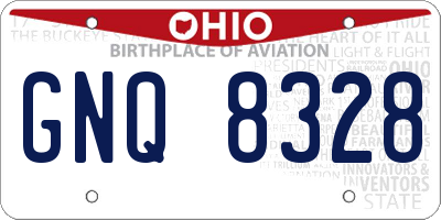 OH license plate GNQ8328