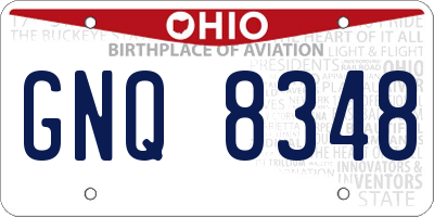 OH license plate GNQ8348