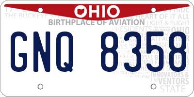 OH license plate GNQ8358