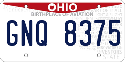 OH license plate GNQ8375