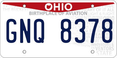 OH license plate GNQ8378
