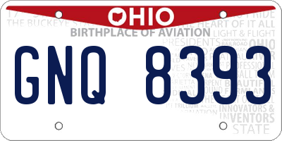 OH license plate GNQ8393