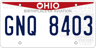 OH license plate GNQ8403