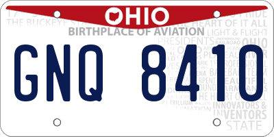 OH license plate GNQ8410