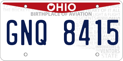 OH license plate GNQ8415
