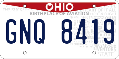 OH license plate GNQ8419