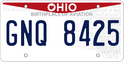 OH license plate GNQ8425