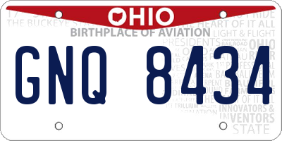 OH license plate GNQ8434