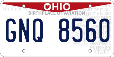 OH license plate GNQ8560
