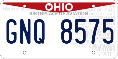 OH license plate GNQ8575