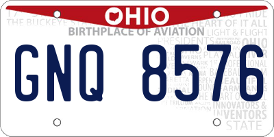 OH license plate GNQ8576