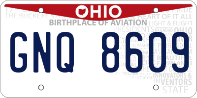 OH license plate GNQ8609