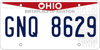 OH license plate GNQ8629