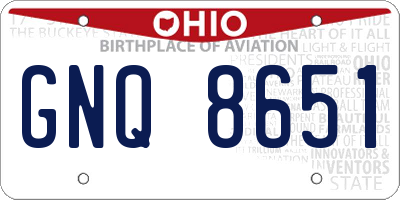 OH license plate GNQ8651