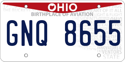 OH license plate GNQ8655