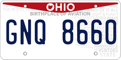 OH license plate GNQ8660
