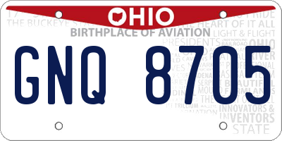 OH license plate GNQ8705
