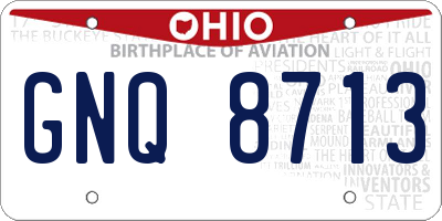 OH license plate GNQ8713