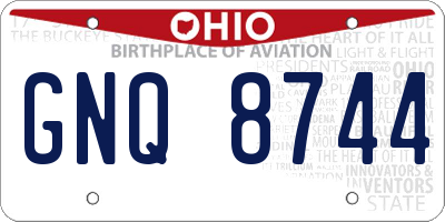 OH license plate GNQ8744