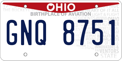 OH license plate GNQ8751