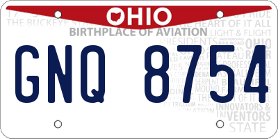 OH license plate GNQ8754