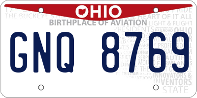 OH license plate GNQ8769