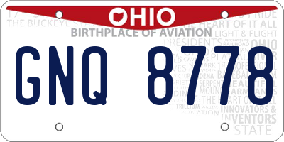 OH license plate GNQ8778