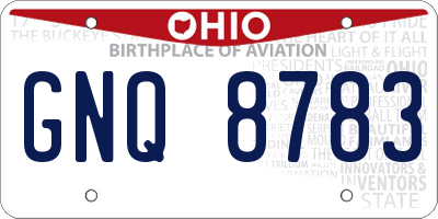 OH license plate GNQ8783