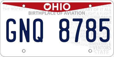 OH license plate GNQ8785
