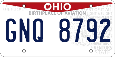 OH license plate GNQ8792