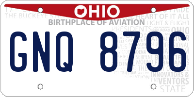 OH license plate GNQ8796