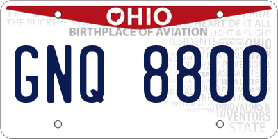 OH license plate GNQ8800