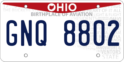 OH license plate GNQ8802