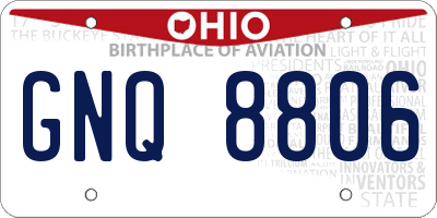 OH license plate GNQ8806