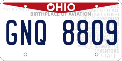 OH license plate GNQ8809