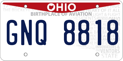 OH license plate GNQ8818