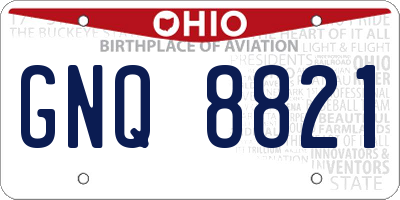 OH license plate GNQ8821