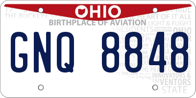 OH license plate GNQ8848