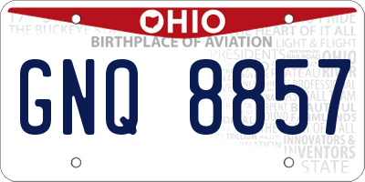 OH license plate GNQ8857