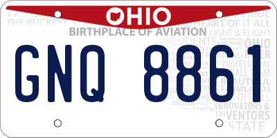 OH license plate GNQ8861