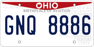 OH license plate GNQ8886