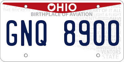 OH license plate GNQ8900