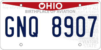 OH license plate GNQ8907