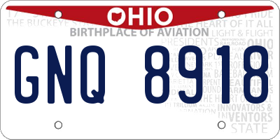 OH license plate GNQ8918