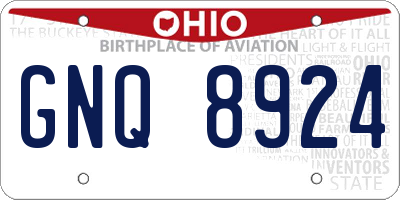 OH license plate GNQ8924
