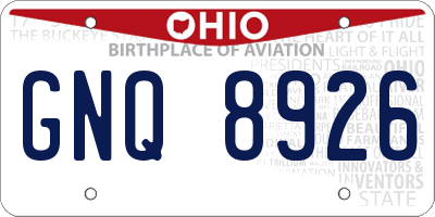 OH license plate GNQ8926