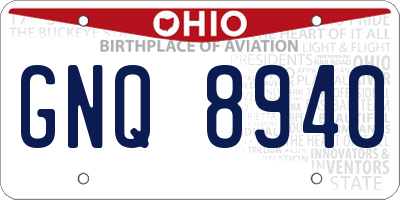 OH license plate GNQ8940