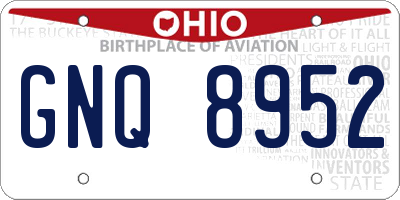 OH license plate GNQ8952