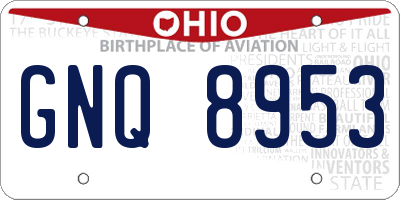 OH license plate GNQ8953